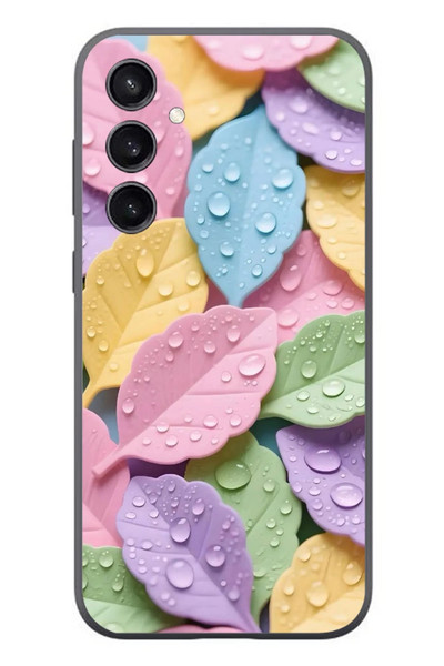 Le Balvo Samsung Galaxy S23 Uyumlu Pastel Damlalıklı Yapraklar Baskılı Silikon Kılıf