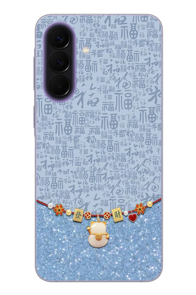 Le Balvo Samsung Galaxy A57 Uyumlu Mavi Japon Desen Baskılı Silikon Kılıf