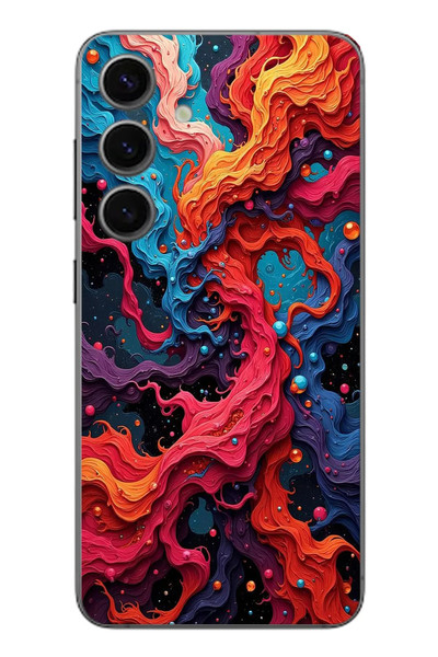 Le Balvo Samsung Galaxy S24 Uyumlu Dalgaların İz Karışımı Baskılı Silikon Kılıf
