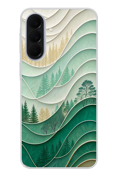 Le Balvo Samsung Galaxy A37 Uyumlu Beyaz Çizgili Orman Baskılı Silikon Kılıf