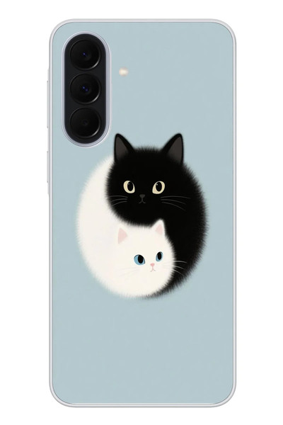 Le Balvo Samsung Galaxy A37 Uyumlu Yin Yang Kediler Baskılı Silikon Kılıf