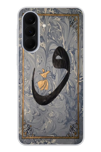 Le Balvo Samsung Galaxy A37 Uyumlu Vav Harfi Gri Baskılı Silikon Kılıf