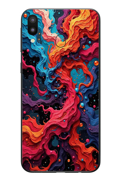 Le Balvo Samsung Galaxy M20 Uyumlu Dalgaların İz Karışımı Baskılı Silikon Kılıf