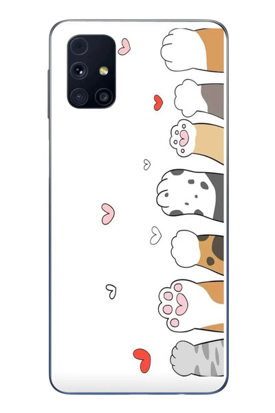 Le Balvo Samsung Galaxy M31s Uyumlu Kedi Harekatı Patileri Baskılı Silikon Kılıf