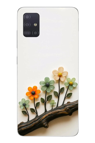 Le Balvo Samsung Galaxy A51 Uyumlu Dalda Açan Çiçekler Baskılı Silikon Kılıf