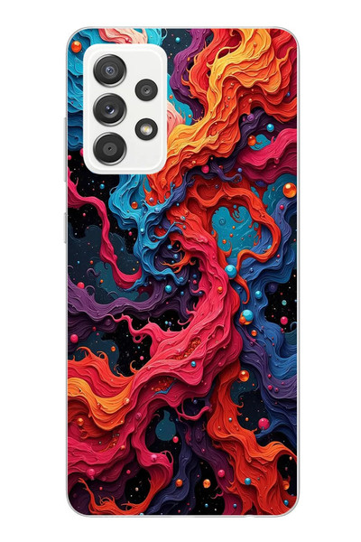 Le Balvo Samsung Galaxy A52 Uyumlu Dalgaların İz Karışımı Baskılı Silikon Kılıf