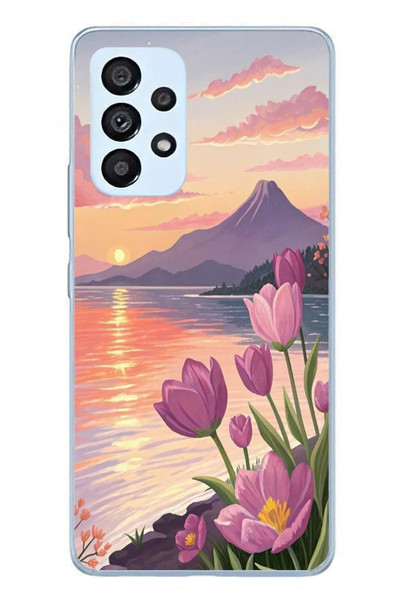 Le Balvo Samsung Galaxy A53 Uyumlu Çiçek Yağlı Boya Baskılı Silikon Kılıf
