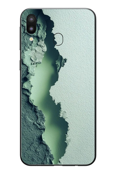Le Balvo Samsung Galaxy M20 Uyumlu Koyu Yeşil İzler Baskılı Silikon Kılıf