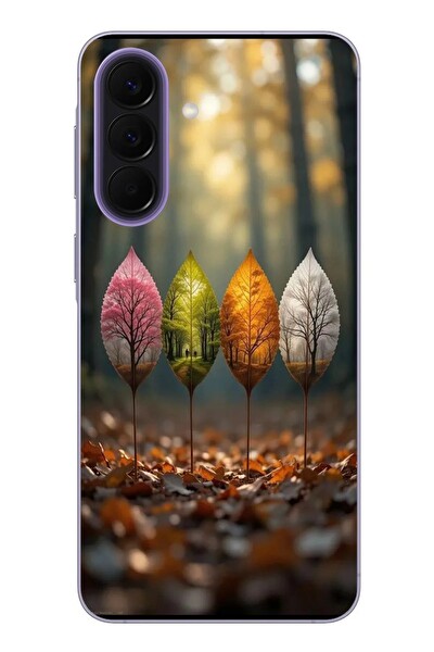 Le Balvo Samsung Galaxy A57 Uyumlu Dört Mevsim Yaprakları Baskılı Silikon Kılıf