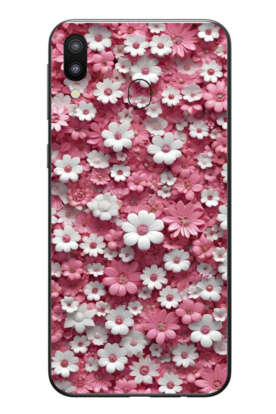 Le Balvo Samsung Galaxy M31 Uyumlu Beyaz Pembe Papatyalar Baskılı Silikon Kılıf