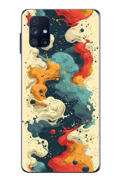 Le Balvo Samsung Galaxy M51 Uyumlu Ahenkli Boya İzleri Baskılı Silikon Kılıf
