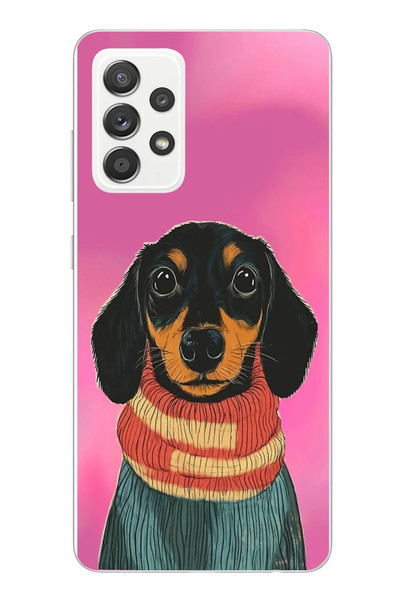 Le Balvo Samsung Galaxy A52 Uyumlu Sevimli Siyah Köpek Baskılı Silikon Kılıf