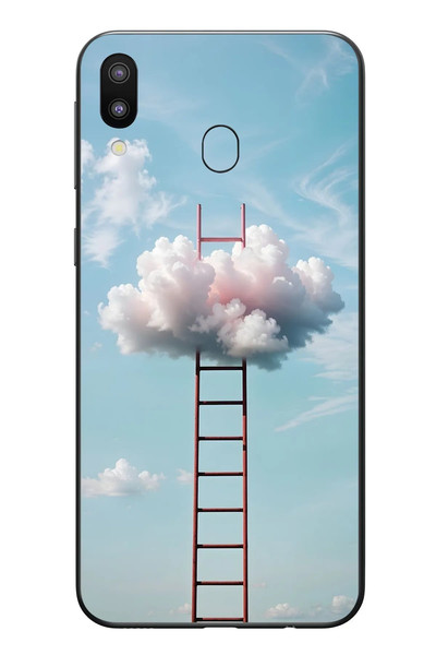 Le Balvo Samsung Galaxy M20 Uyumlu Buluta Çıkan Merdiven Baskılı Silikon Kılıf