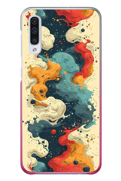 Le Balvo Samsung Galaxy A50 Uyumlu Ahenkli Boya İzleri Baskılı Silikon Kılıf