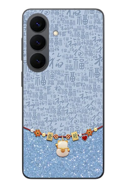 Le Balvo Samsung Galaxy S26 Uyumlu Mavi Japon Desen Baskılı Silikon Kılıf