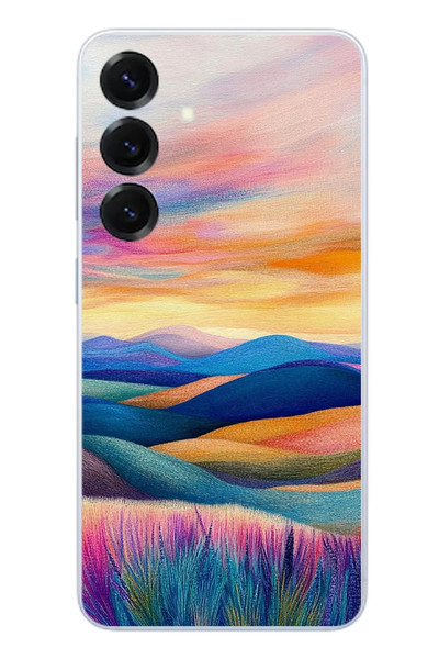 Le Balvo Samsung Galaxy S25 Uyumlu Renkli Pastel Günbatımı Baskılı Silikon Kılıf