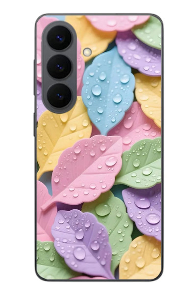 Le Balvo Samsung Galaxy S26 Uyumlu Pastel Damlalıklı Yapraklar Baskılı Silikon Kılıf