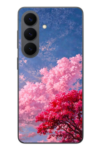 Le Balvo Samsung Galaxy S26 Uyumlu Kırmızı Pembe Ağaçlar Baskılı Silikon Kılıf