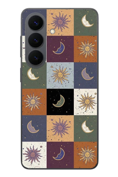 Le Balvo Samsung Galaxy S26 Uyumlu Ay Güneş Retro Baskılı Silikon Kılıf