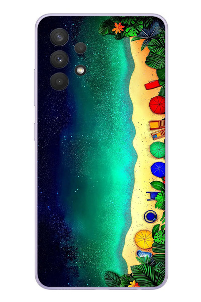 Le Balvo Samsung Galaxy A32 Uyumlu Tatil Kumsal Gecesi Baskılı Silikon Kılıf