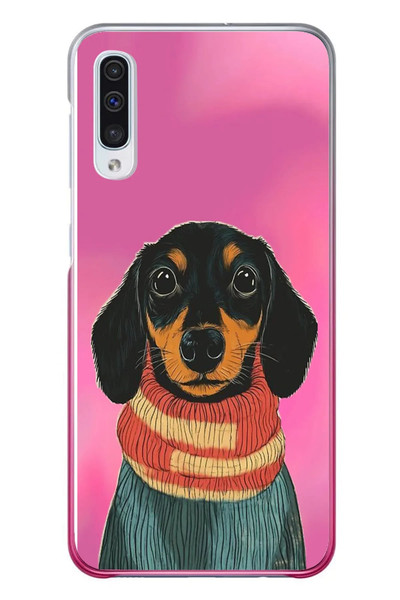 Le Balvo Samsung Galaxy A50 Uyumlu Sevimli Siyah Köpek Baskılı Silikon Kılıf