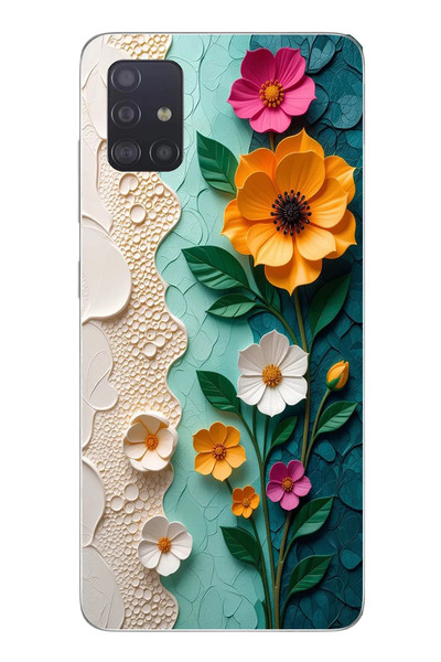 Le Balvo Samsung Galaxy A51 Uyumlu Güzel Modern Çiçekler Baskılı Silikon Kılıf