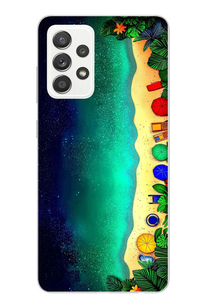 Le Balvo Samsung Galaxy A52 Uyumlu Tatil Kumsal Gecesi Baskılı Silikon Kılıf