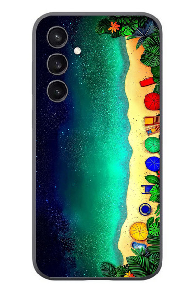 Le Balvo Samsung Galaxy S23 Uyumlu Tatil Kumsal Gecesi Baskılı Silikon Kılıf