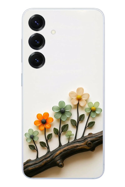 Le Balvo Samsung Galaxy S25 Uyumlu Dalda Açan Çiçekler Baskılı Silikon Kılıf