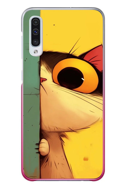 Le Balvo Samsung Galaxy A50 Uyumlu Tek Gözlü Kedi Baskılı Silikon Kılıf