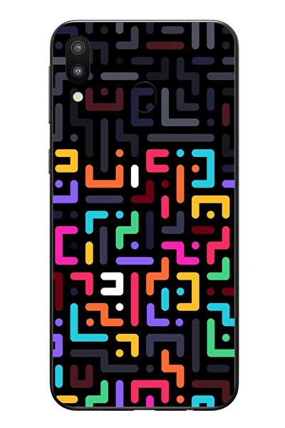 Le Balvo Samsung Galaxy M31 Uyumlu Renkli Karışık Çizgiler Baskılı Silikon Kılıf