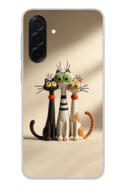 Le Balvo Samsung Galaxy A36 Uyumlu Neşeli Kedi Ailesi Baskılı Silikon Kılıf