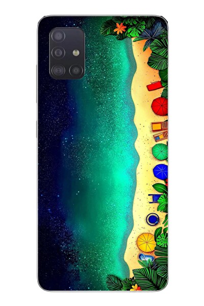 Le Balvo Samsung Galaxy A51 Uyumlu Tatil Kumsal Gecesi Baskılı Silikon Kılıf