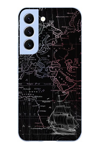 Le Balvo Samsung Galaxy S22 Uyumlu Denizci Dünya Haritası Baskılı Silikon Kılıf