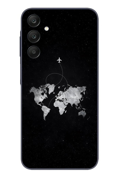 Le Balvo Samsung Galaxy A25 Uyumlu Dünya Haritası Uçuş Baskılı Silikon Kılıf