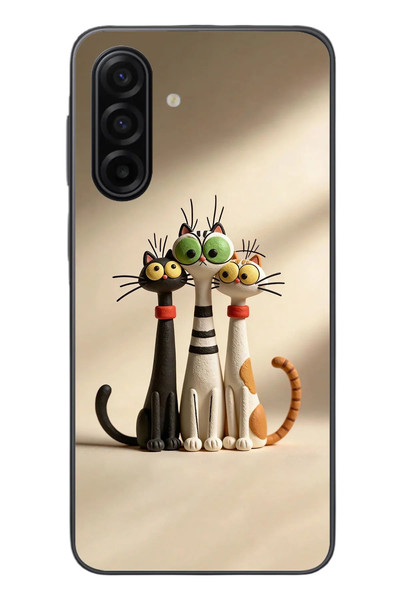 Le Balvo Samsung Galaxy A17 Uyumlu Neşeli Kedi Ailesi Baskılı Silikon Kılıf