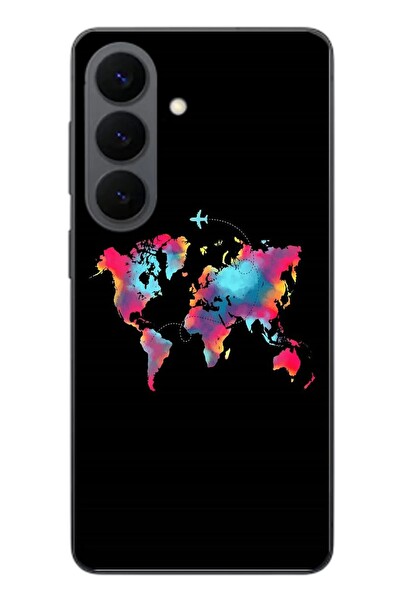 Le Balvo Samsung Galaxy S26 Uyumlu Dünya Renkli Haritası Baskılı Silikon Kılıf