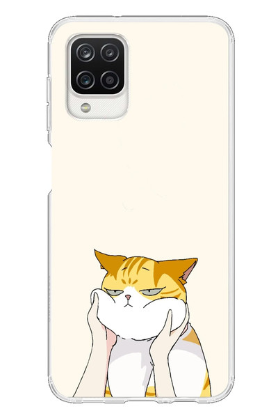 Le Balvo Samsung Galaxy A12 Uyumlu Sarı Kedi Yanakları Baskılı Silikon Kılıf