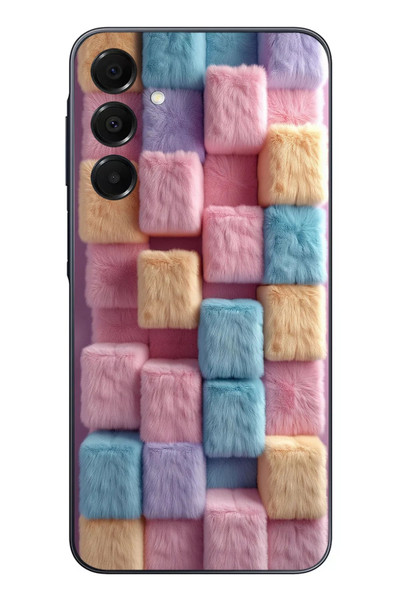 Le Balvo Samsung Galaxy A16 Uyumlu Pembe Tüylü Kareler Baskılı Silikon Kılıf