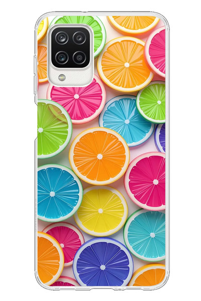 Le Balvo Samsung Galaxy A12 Uyumlu Renkli Lime Dilimler Baskılı Silikon Kılıf