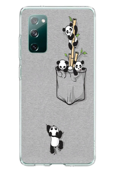Le Balvo Samsung Galaxy S20 FE Uyumlu Cepli Panda Baskılı Silikon Kılıf