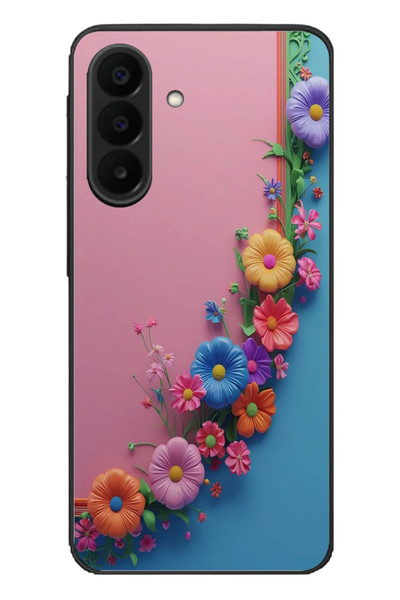 Le Balvo Samsung Galaxy A27 Uyumlu Pembe Mavi Sarmaşık Baskılı Silikon Kılıf