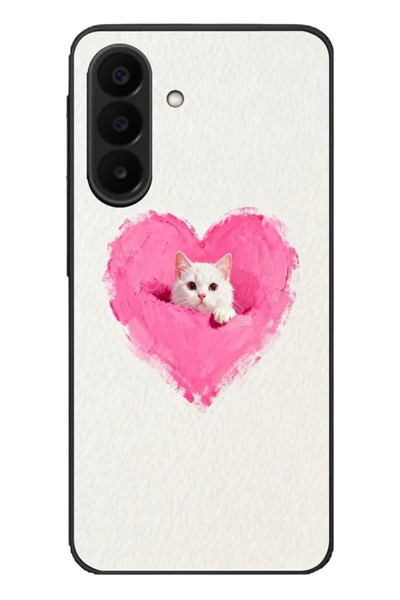 Le Balvo Samsung Galaxy A27 Uyumlu Pembe Kalpli Kedi Baskılı Silikon Kılıf