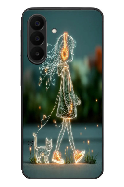 Le Balvo Samsung Galaxy A27 Uyumlu Kedili Neon Kız Baskılı Silikon Kılıf