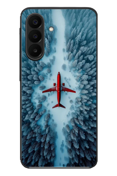Le Balvo Samsung Galaxy A27 Uyumlu Kış Ortasında Uçak Baskılı Silikon Kılıf