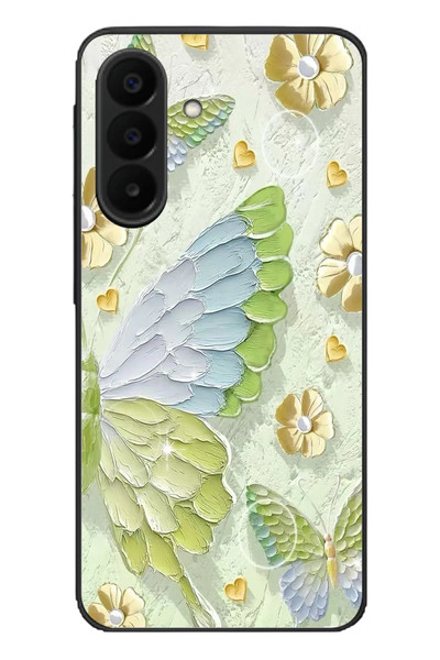 Le Balvo Samsung Galaxy A27 Uyumlu Yeşil Mavi Kelebek Baskılı Silikon Kılıf