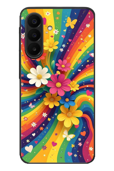 Le Balvo Samsung Galaxy A27 Uyumlu Renkli Gökkuşağı Çiçekleri Baskılı Silikon Kılıf