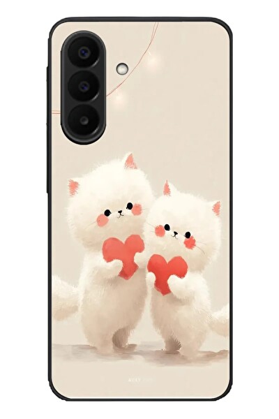 Le Balvo Samsung Galaxy A27 Uyumlu Kalpli Beyaz Kediler Baskılı Silikon Kılıf