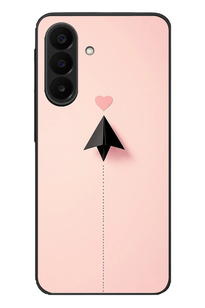 Le Balvo Samsung Galaxy A27 Uyumlu Kalp Siyah Uçak Baskılı Silikon Kılıf