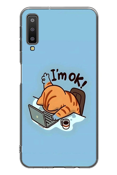 Le Balvo Samsung Galaxy A7 2018 Uyumlu l'M Ok Baskılı Silikon Kılıf